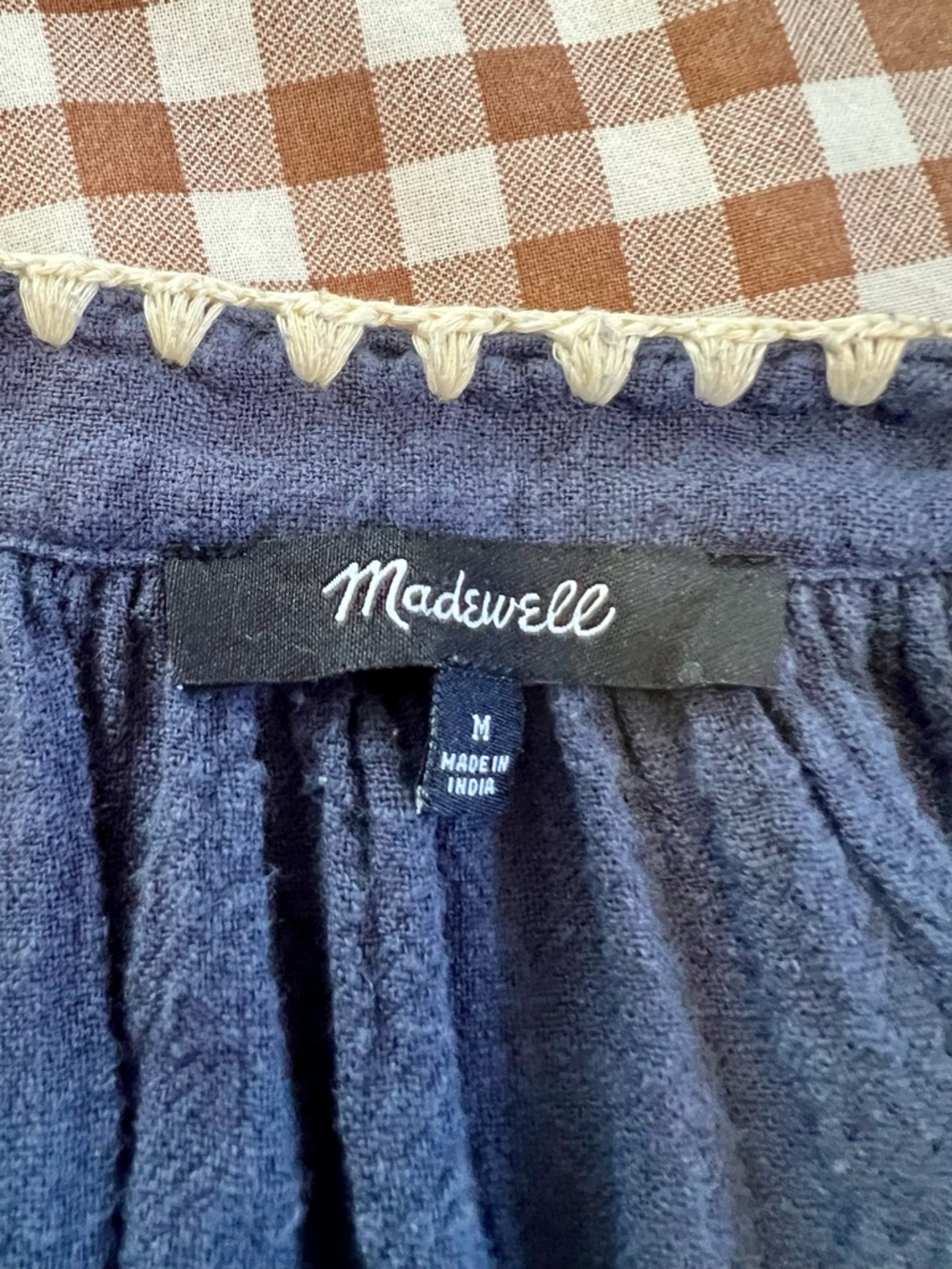 Madewell Navy Blue Embroidered Midi Dress with White & Lavender Accents - Picture 4 of 8